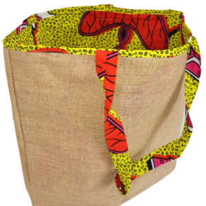 Sac en toile de jute + tissu wax